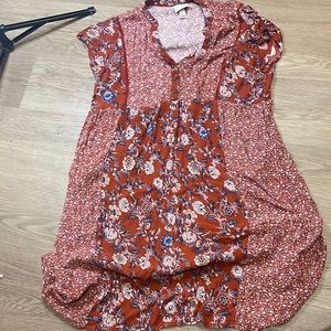 Fall winter floral button down sleeveless dress
